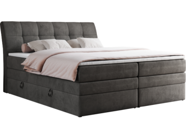 Łóżko kontynentalne GOLD 10 KING 120x200 - H3 - ciemnoszary, welwet