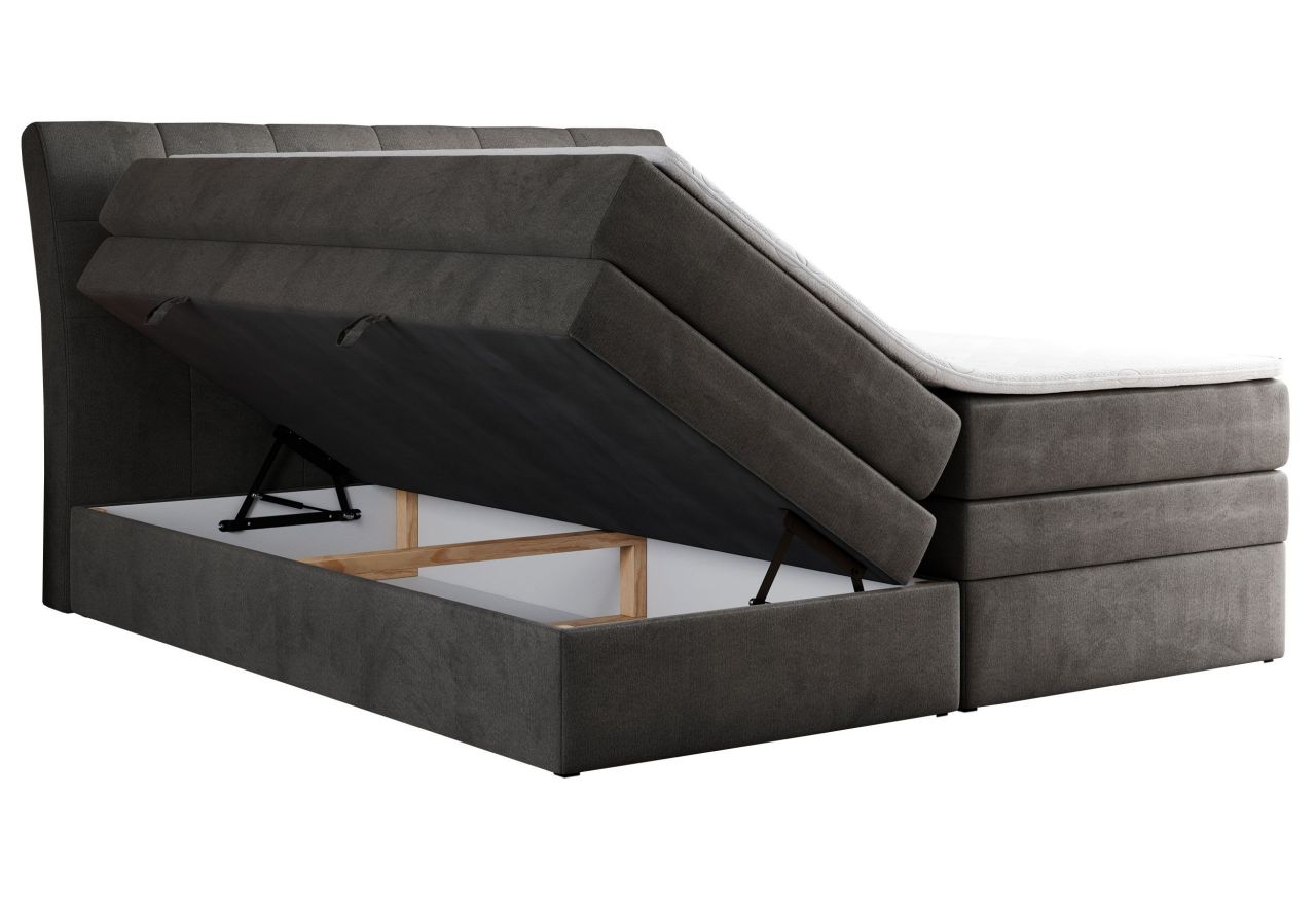 Łóżko kontynentalne GOLD 10 KING 140x200 - H3 - ciemnoszary, welwet