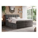 Łóżko kontynentalne GOLD 10 KING 200x200 - H3 - ciemnoszary, welwet