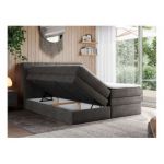 Łóżko kontynentalne GOLD 10 KING 200x200 - H3 - ciemnoszary, welwet