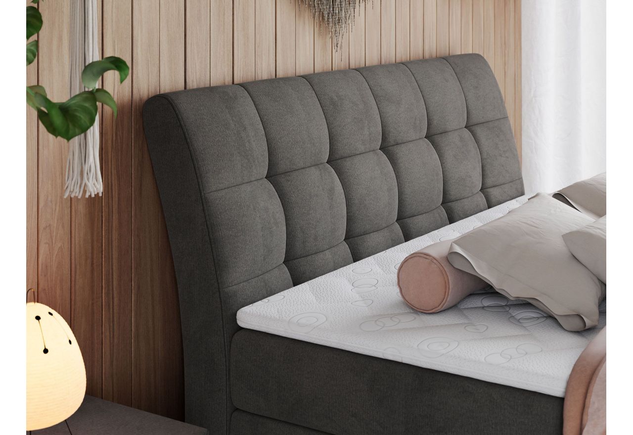 Łóżko kontynentalne GOLD 10 KING 160x200 - H4 - ciemnoszary, welwet