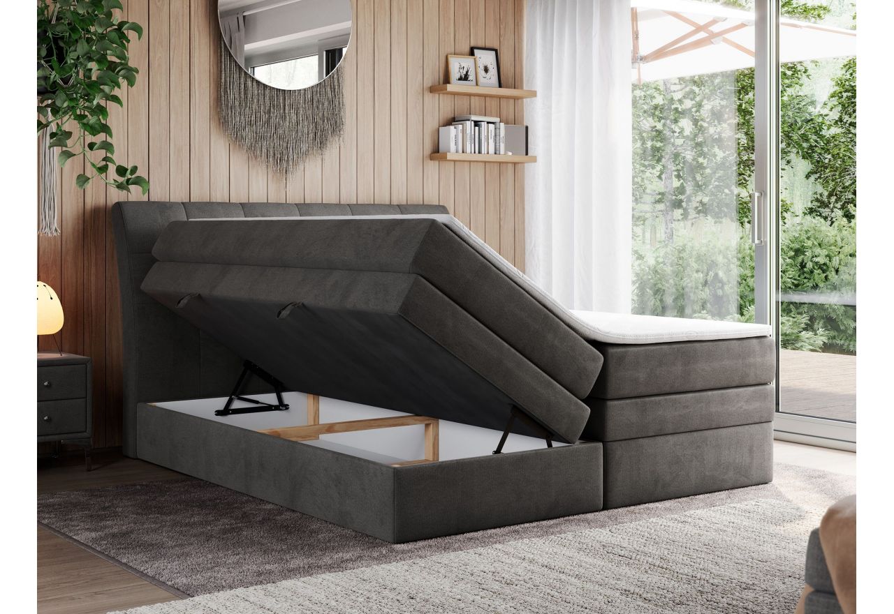 Łóżko kontynentalne GOLD 10 KING 180x200 - H4 - ciemnoszary, welwet