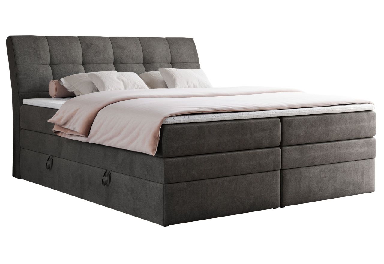 Łóżko kontynentalne GOLD 10 KING 180x200 - H4 - ciemnoszary, welwet