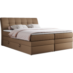 Łóżko kontynentalne GOLD 10 KING 160x200 - H3 - brązowy, ekoskóra