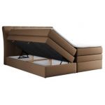 Łóżko kontynentalne GOLD 10 KING 120x200 - H4 - brązowy, ekoskóra