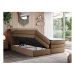 Łóżko kontynentalne GOLD 10 KING 200x200 - H4 - brązowy, ekoskóra