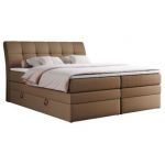 Łóżko kontynentalne GOLD 10 KING 200x200 - H4 - brązowy, ekoskóra