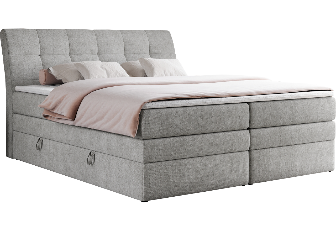 Łóżko kontynentalne GOLD 10 KING 180x200 - H3 - jasnoszary, struktura