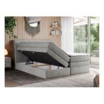 Łóżko kontynentalne GOLD 10 KING 200x200 - H3 - jasnoszary, struktura