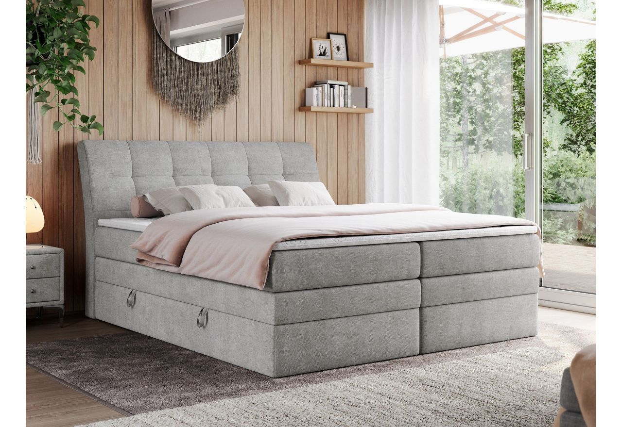 Łóżko kontynentalne GOLD 10 KING 120x200 - H4 - jasnoszary, struktura