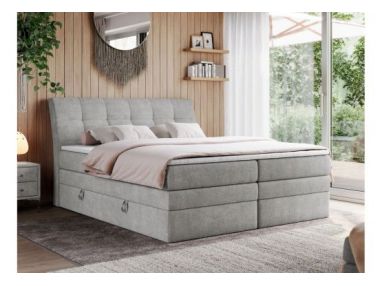 Łóżko kontynentalne GOLD 10 KING 140x200 - H4 - jasnoszary, struktura