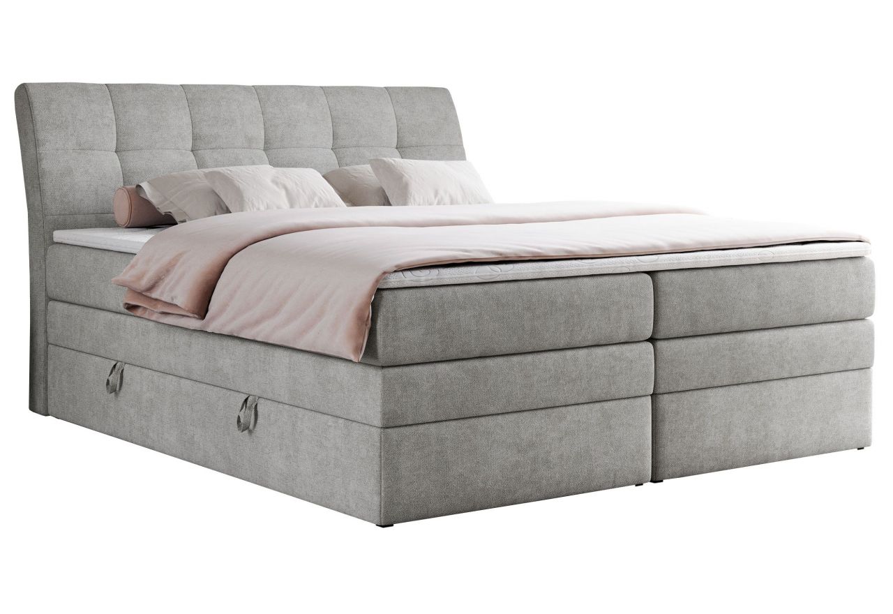 Łóżko kontynentalne GOLD 10 KING 140x200 - H4 - jasnoszary, struktura