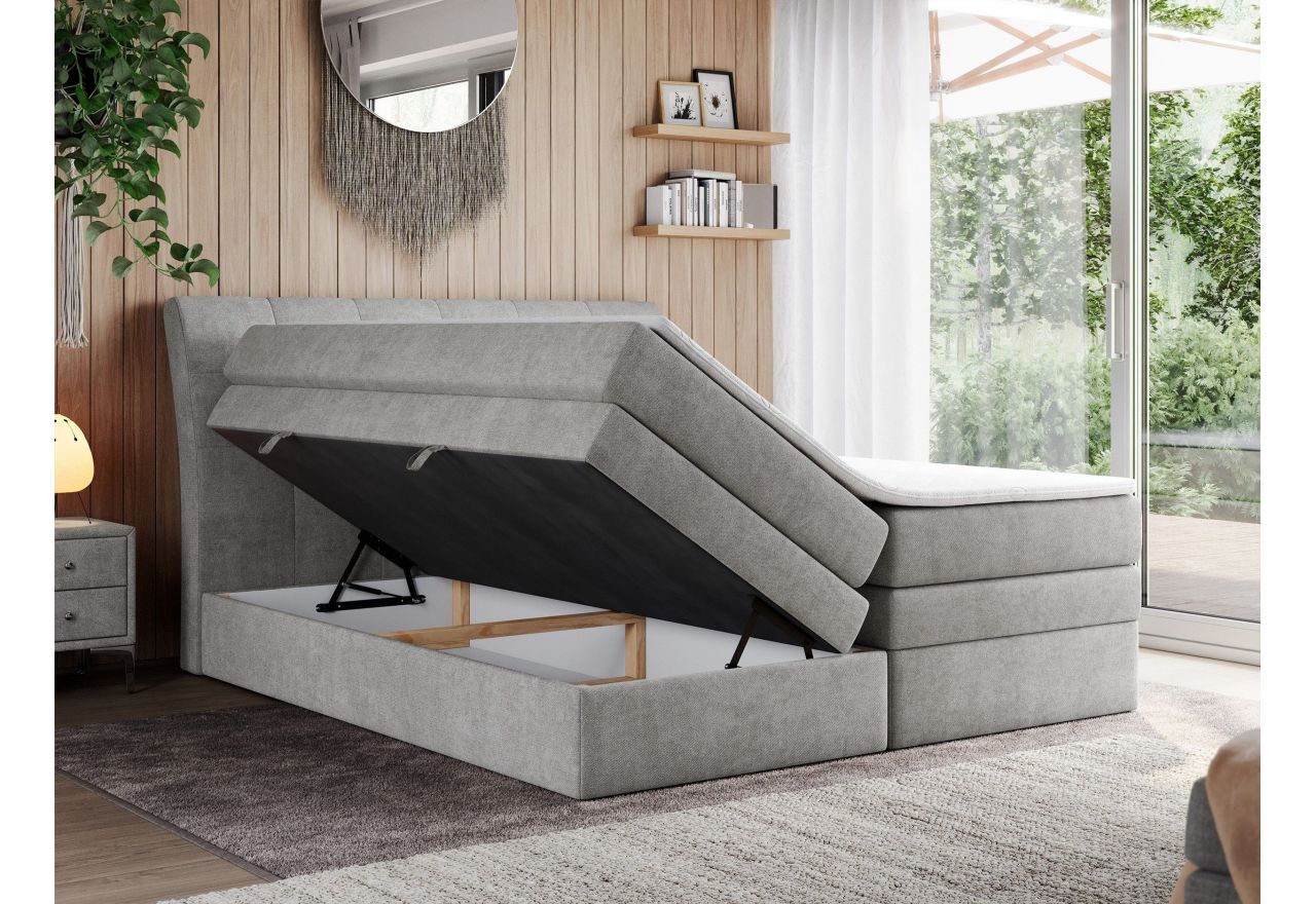 Łóżko kontynentalne GOLD 10 KING 200x200 - H4 - jasnoszary, struktura