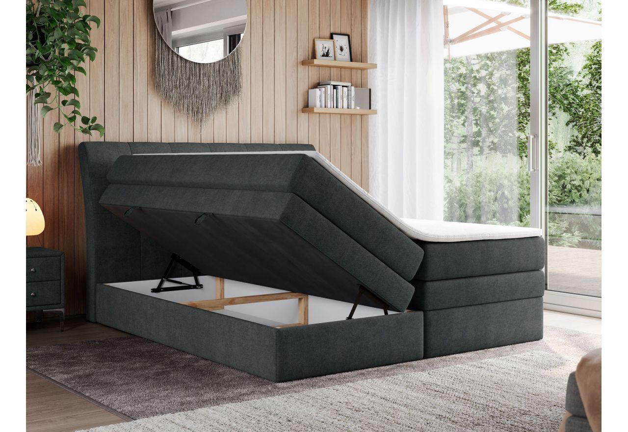 Łóżko kontynentalne GOLD 10 KING 160x200 - H3 - ciemnoszary, struktura