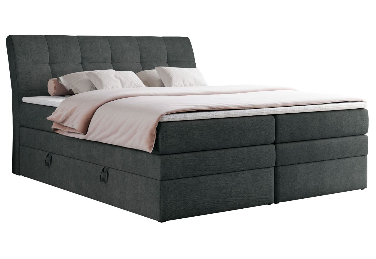 Łóżko kontynentalne GOLD 10 KING 180x200 - H3 - ciemnoszary, struktura