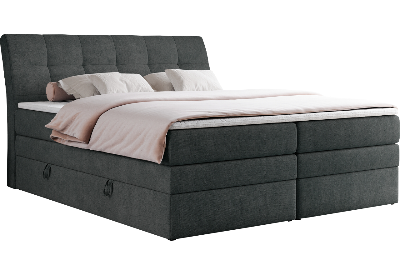 Łóżko kontynentalne GOLD 10 KING 180x200 - H4 - ciemnoszary, struktura