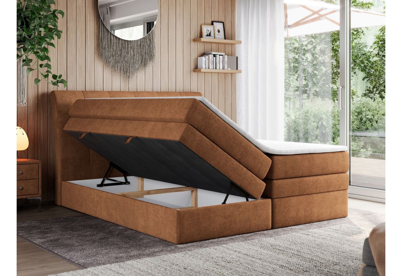 Łóżko kontynentalne GOLD 10 KING 140x200 - H3 - pomarańczowy, struktura