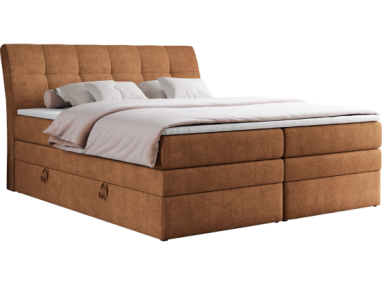 Łóżko kontynentalne GOLD 10 KING 180x200 - H3 - pomarańczowy, struktura