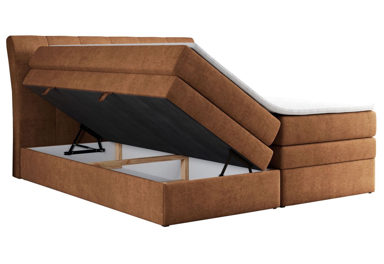 Łóżko kontynentalne GOLD 10 KING 180x200 - H3 - pomarańczowy, struktura