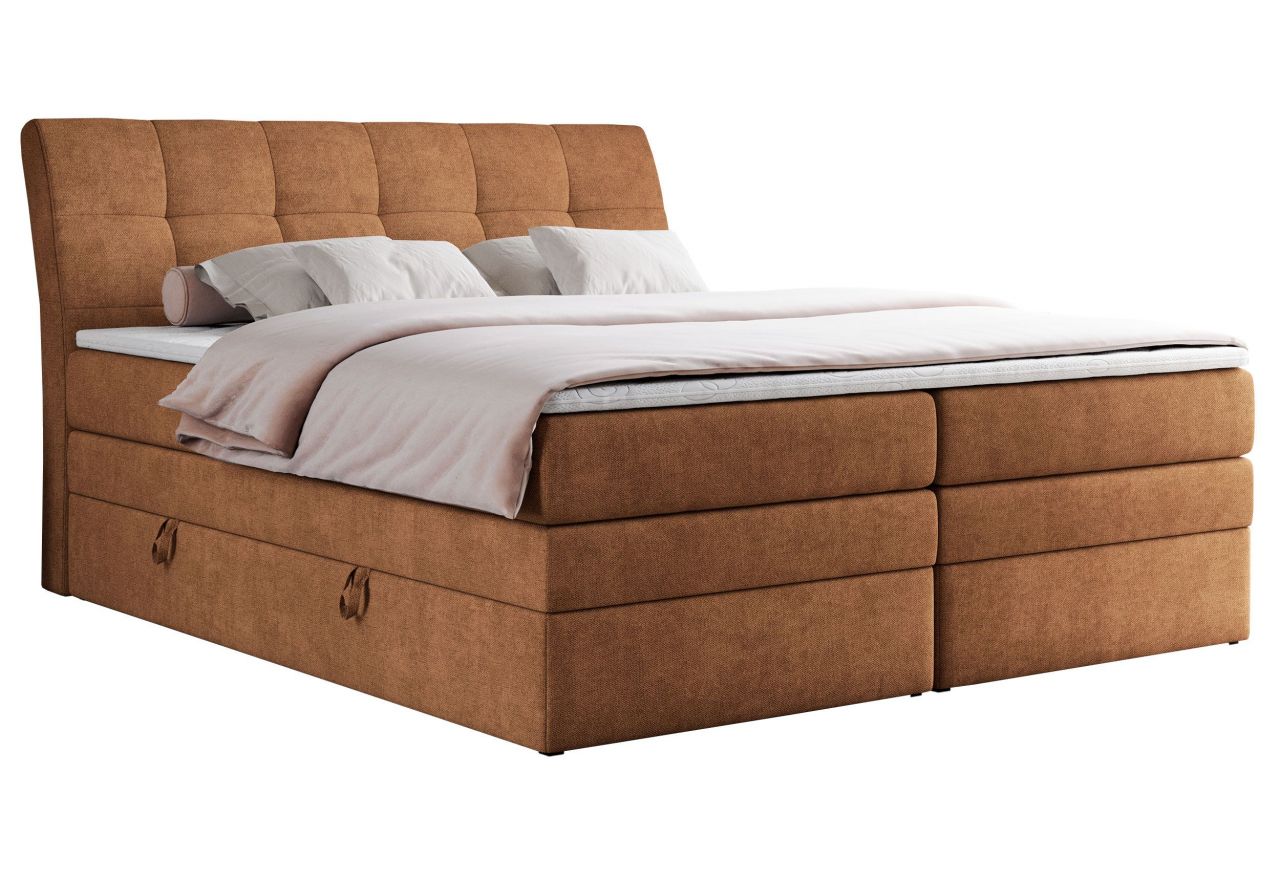 Łóżko kontynentalne GOLD 10 KING 140x200 - H4 - pomarańczowy, struktura