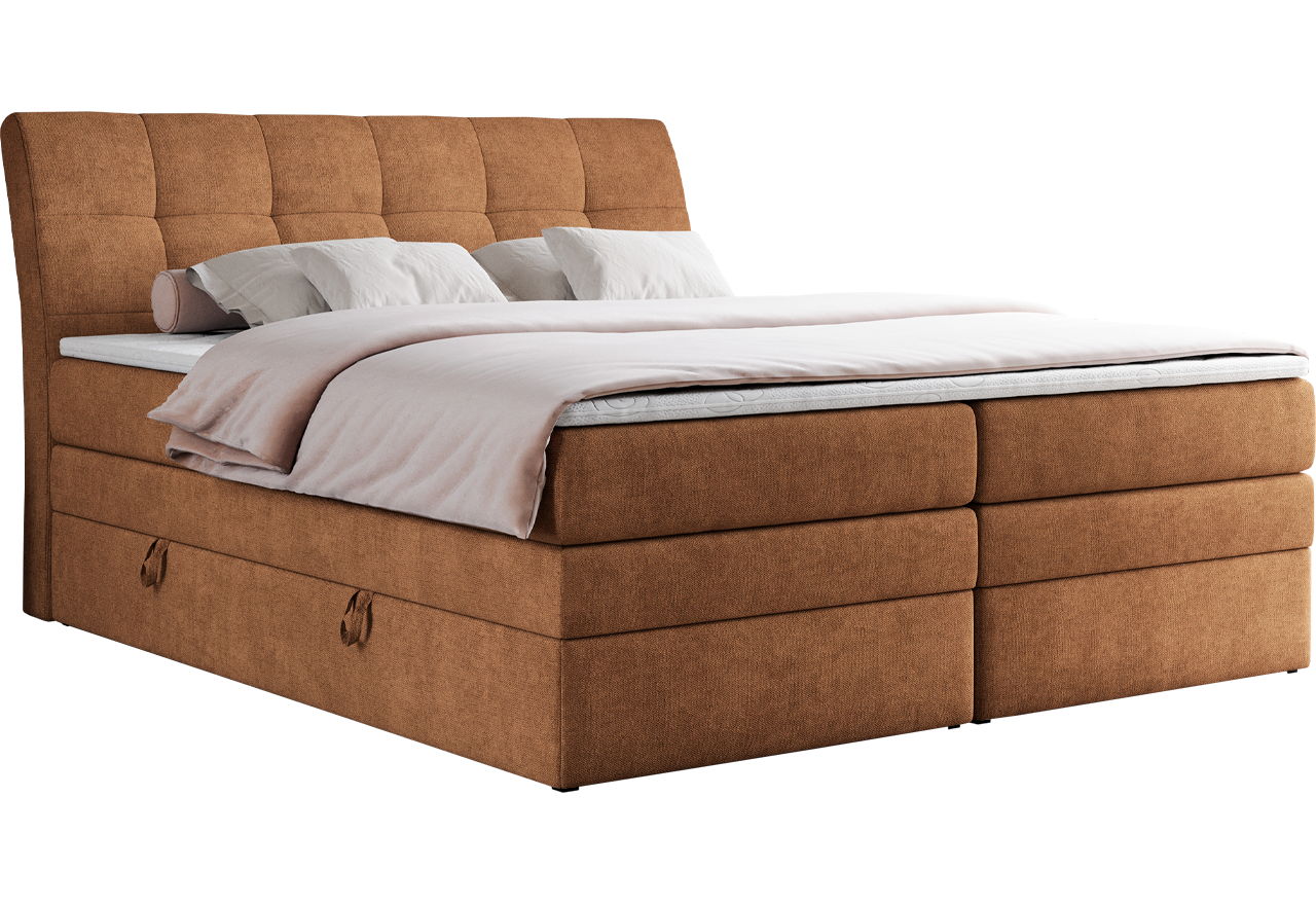 Łóżko kontynentalne GOLD 10 KING 180x200 - H4 - pomarańczowy, struktura