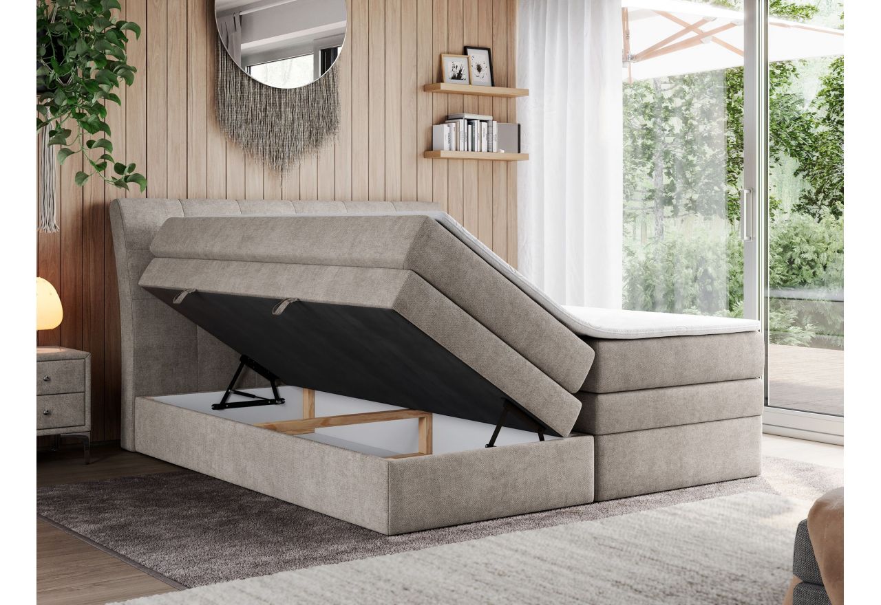 Łóżko kontynentalne GOLD 10 KING 180x200 - H3 - beżowy, struktura