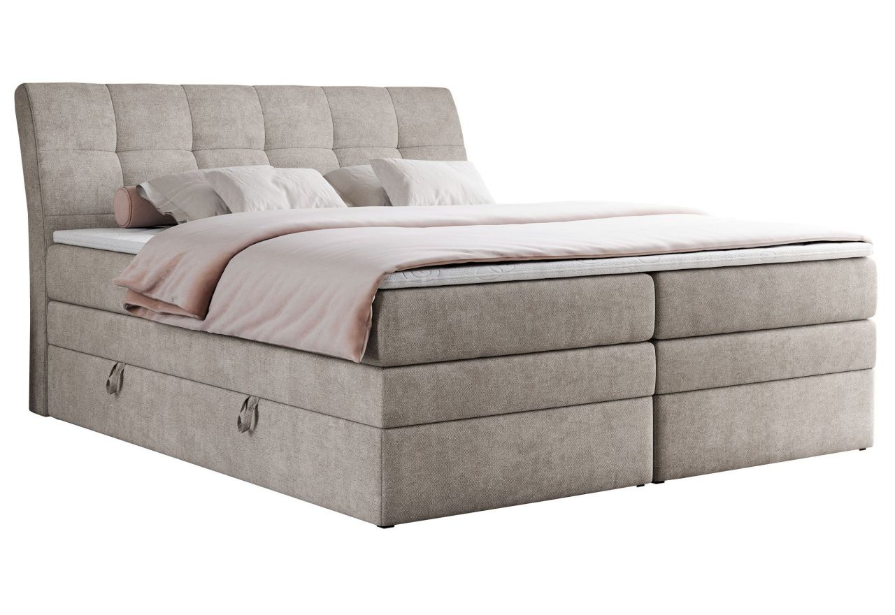 Łóżko kontynentalne GOLD 10 KING 200x200 - H3 - beżowy, struktura