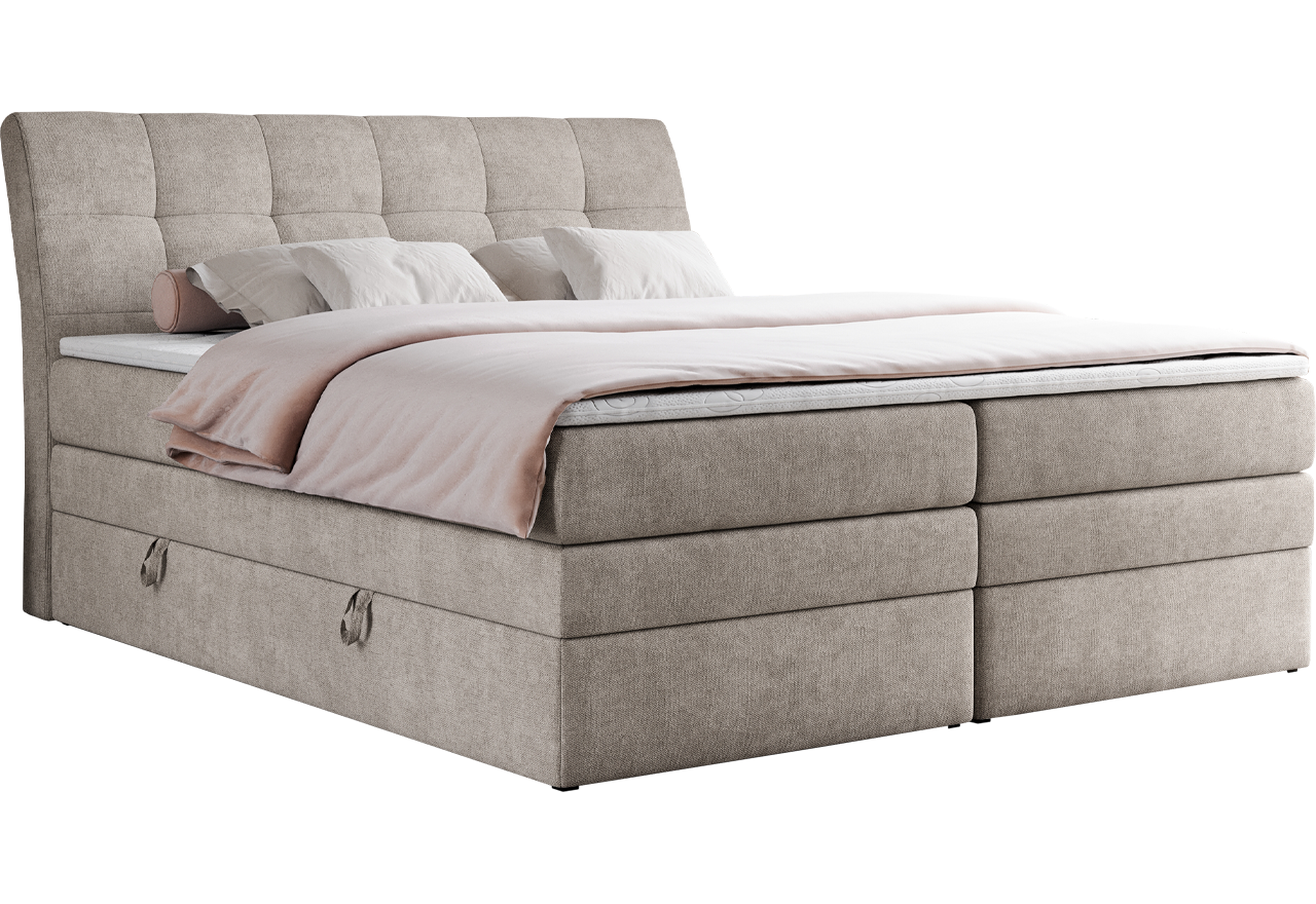 Łóżko kontynentalne GOLD 10 KING 140x200 - H4 - beżowy, struktura