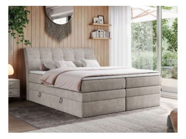 Łóżko kontynentalne GOLD 10 KING 200x200 - H4 - beżowy, struktura