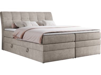 Łóżko kontynentalne GOLD 10 KING 200x200 - H4 - beżowy, struktura