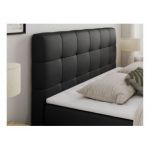 Łóżko kontynentalne LUKA KING 180x200 - H3 - czarny, ekoskóra