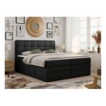 Łóżko kontynentalne LUKA KING 120x200 - H4 - czarny, ekoskóra