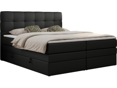 Łóżko kontynentalne LUKA KING 120x200 - H4 - czarny, ekoskóra