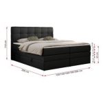 Łóżko kontynentalne LUKA KING 120x200 - H4 - czarny, ekoskóra