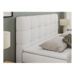 Łóżko kontynentalne LUKA KING 140x200 - H3 - biały, ekoskóra