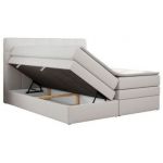 Łóżko kontynentalne LUKA KING 140x200 - H3 - biały, ekoskóra