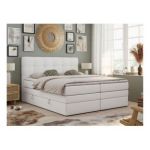 Łóżko kontynentalne LUKA KING 120x200 - H4 - biały, ekoskóra