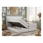 Łóżko kontynentalne LUKA KING 120x200 - H4 - biały, ekoskóra