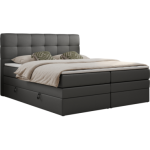 Łóżko kontynentalne LUKA KING 160x200 - H3 - szary, ekoskóra