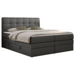 Łóżko kontynentalne LUKA KING 180x200 - H3 - szary, ekoskóra