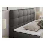 Łóżko kontynentalne LUKA KING 200x200 - H3 - szary, ekoskóra