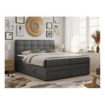 Łóżko kontynentalne LUKA KING 120x200 - H4 - szary, ekoskóra