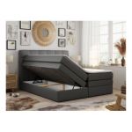 Łóżko kontynentalne LUKA KING 120x200 - H4 - szary, ekoskóra