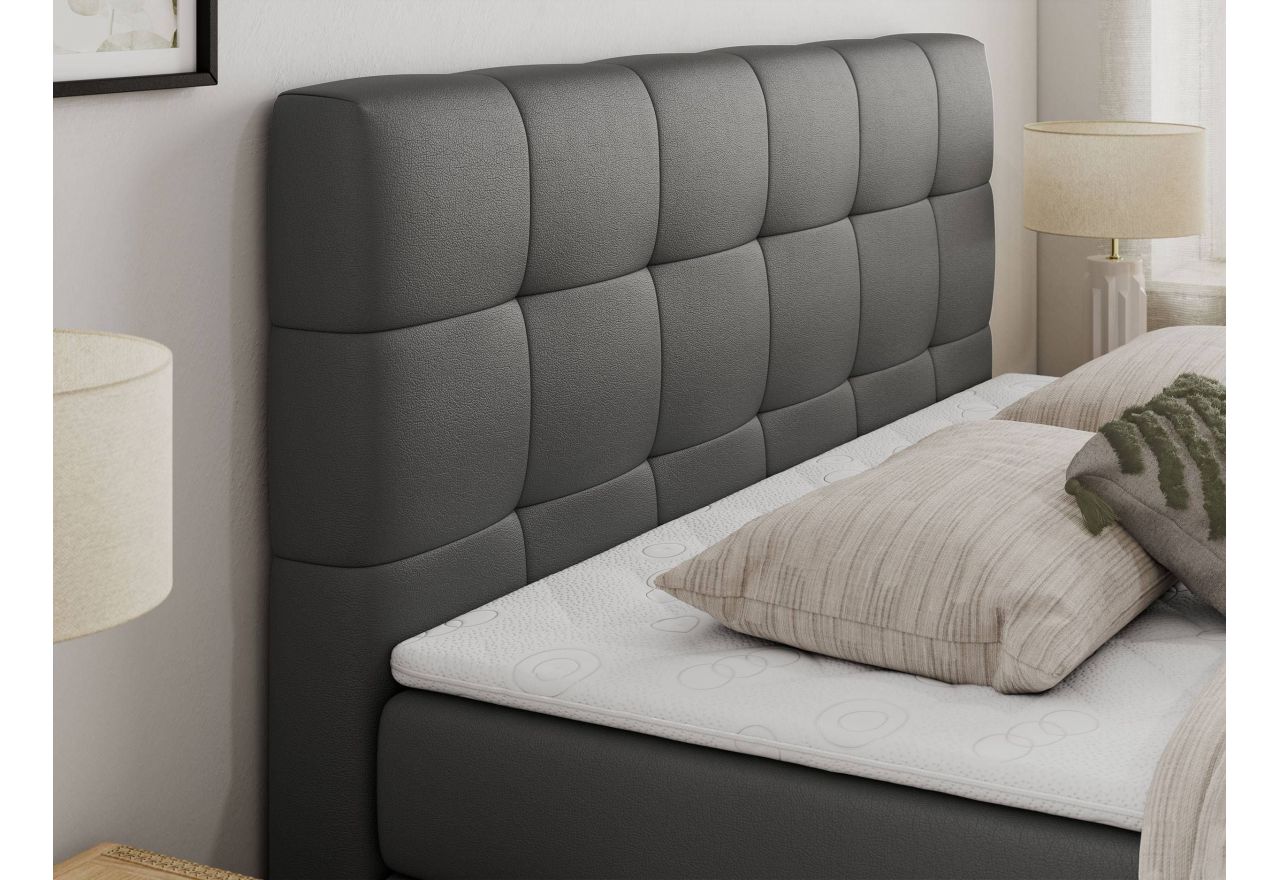 Łóżko kontynentalne LUKA KING 120x200 - H4 - szary, ekoskóra