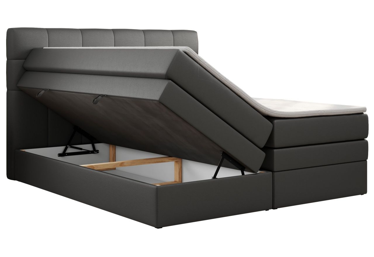 Łóżko kontynentalne LUKA KING 120x200 - H4 - szary, ekoskóra