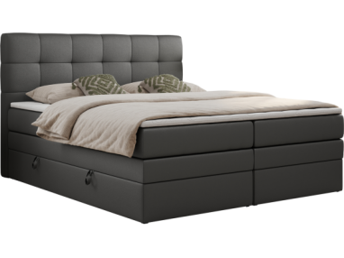 Łóżko kontynentalne LUKA KING 140x200 - H4 - szary, ekoskóra