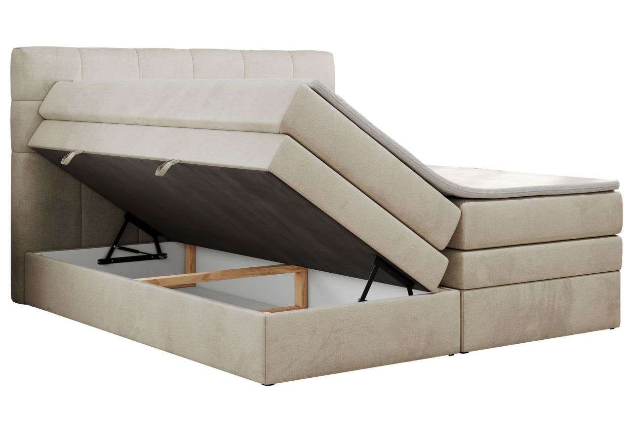 Łóżko kontynentalne LUKA KING 120x200 - H3 - beżowy, welwet