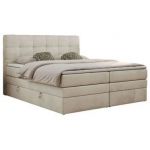 Łóżko kontynentalne LUKA KING 140x200 - H3 - beżowy, welwet