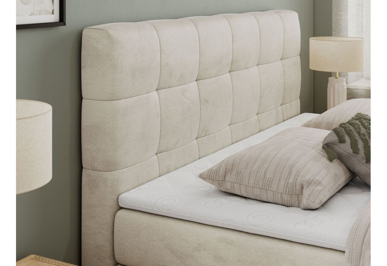 Łóżko kontynentalne LUKA KING 180x200 - H3 - beżowy, welwet