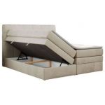 Łóżko kontynentalne LUKA KING 140x200 - H4 - beżowy, welwet